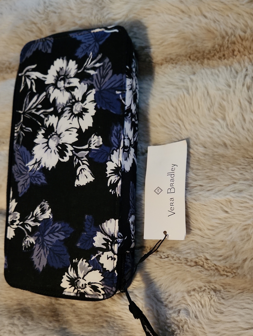 Vera Bradley Navy Floral Zip Pill Case